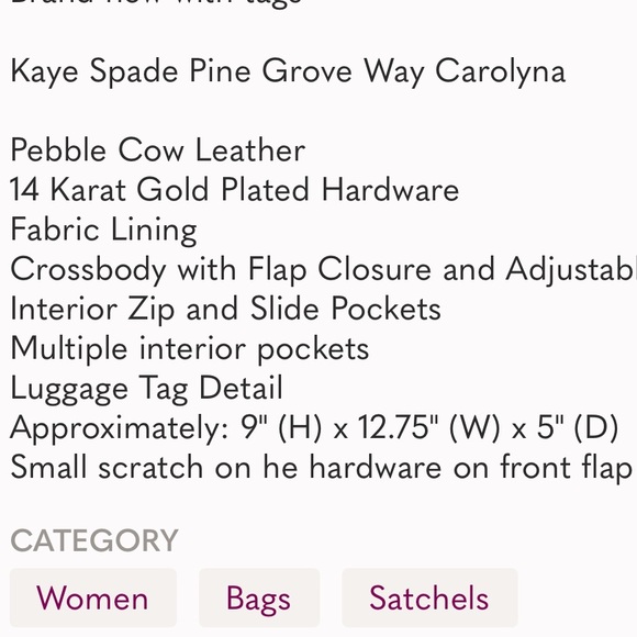 New Kate Spade Carolyna Pine Grove Way Black Satchel Bag - Picture 3 of 13